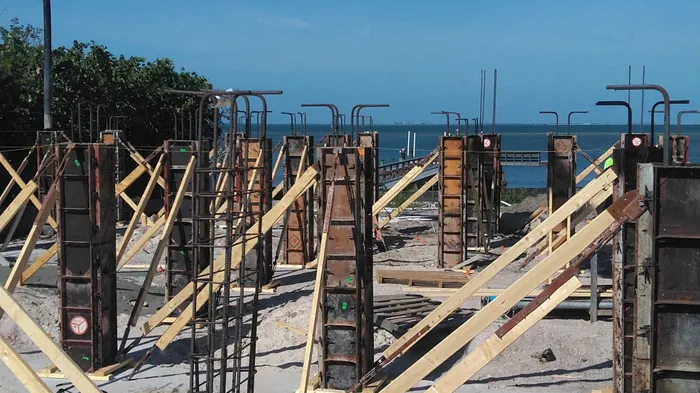 Hard Access & Waterfront Pours job by K & R Concrete Pumping